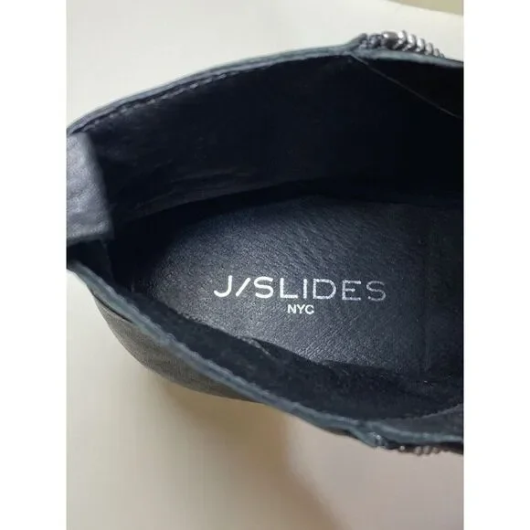 J/ Slides Sky Black Leather  Booties Fashion Sneaker Wedge Double Zip Women’s 10 - Picture 7 of 7